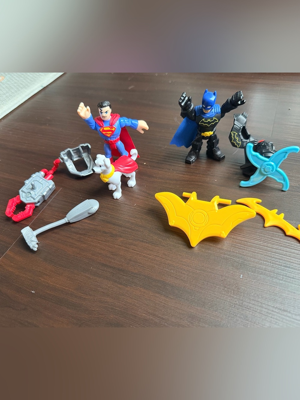 Fisher-Price Batman and Superman Action Figures Set - Blue, Red, Yellow, Black
